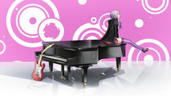  black_jacket broken broken_guitar commentary_request female guitar instrument jacket long_hair looking_afar on_piano piano purple_hair purple_thighhighs reflection reflective_floor shoes short_hair_with_long_locks sitting sitting_on_piano solo sugi_214 thighhighs vocaloid voiceroid yuzuki_yukari 