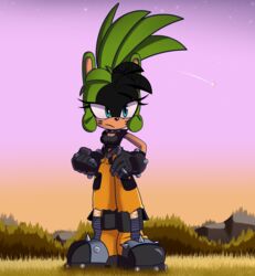  absurd_res afrosoricid aged_up anthro blue_archer_(artist) clothing dusk female forest hi_res idw_publishing mammal plant redesign sega solo sonic_the_hedgehog_(comics) sonic_the_hedgehog_(idw) sonic_the_hedgehog_(series) surge_the_tenrec tenrec tree 