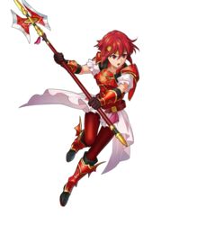  aged_down armor armored_boots armored_dress boots breastplate female fire_emblem fire_emblem:_mystery_of_the_emblem fire_emblem_heroes full_body gauntlets gloves halberd highres holding holding_weapon indesign knee_boots minerva_(fire_emblem) non-web_source official_art open_mouth polearm red_footwear red_hair short_hair short_sleeves shoulder_armor shoulder_pads skirt solo transparent_background weapon white_skirt 