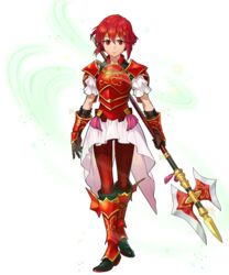  aged_down armor armored_boots armored_dress boots breastplate closed_mouth female fire_emblem fire_emblem:_mystery_of_the_emblem fire_emblem_heroes full_body gauntlets gloves halberd headband highres holding holding_weapon indesign looking_at_viewer minerva_(fire_emblem) non-web_source official_art pantyhose polearm red_eyes red_footwear red_hair red_pantyhose serious short_hair short_sleeves shoulder_armor shoulder_pads skirt solo sparkle standing transparent_background weapon white_skirt 