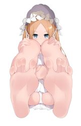  abigail_williams_(fate) abigail_williams_(swimsuit_foreigner)_(fate) abigail_williams_(swimsuit_foreigner)_(third_ascension)_(fate) absurdres bare_shoulders barefoot bikini blonde_hair blue_eyes blush bonnet bow breasts chashuwu commission fate/grand_order fate_(series) feet female foot_focus forehead foreshortening hairbow highres legs long_hair looking_at_viewer miniskirt parted_bangs pixiv_commission presenting_foot sidelocks sitting skirt small_breasts soles solo swimsuit toes twintails very_long_hair white_bikini white_bow white_headwear 