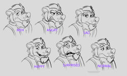  angry anthro beard brok_the_investigator clothing concept_art cowcat_games english_text expression_sheet facial_hair happy hubie360 male mammal multiple_poses murid murine official_art portrait pose rat rodent sad shirt simple_background solo squealers_chief surprise text topwear 