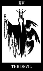  2016 3_wings ambiguous_gender back_wings black_and_white black_border bloodborne border candle candle_on_head card chains cloak clothing container cuff_(restraint) cup digital_drawing_(artwork) digital_media_(artwork) english_text feathered_wings feathers formless_odeon fromsoftware goblet great_ones_(bloodborne) hi_res hip_wings humanoid invisible lit_candle major_arcana monochrome multi_wing number raised_arm restraints roman_numeral shackles silhouette simple_background solo sony_corporation sony_interactive_entertainment spread_wings sunnyclockwork tarot tarot_card text the_devil_(tarot) white_background white_text winged_humanoid wings 