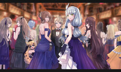  6+girls alternate_costume armlet bare_shoulders black_bow black_dress blonde_hair blue_eyes blue_hair blurry blurry_background blush bow bowtie braid breasts brown_hair choker closed_mouth collarbone commentary_request crown crown_braid dress dsr-50_(girls&#039;_frontline) dsr-50_(highest_bid)_(girls&#039;_frontline) evening_gown evo_3_(girls&#039;_frontline) facepaint flower formal g36_(&quot;sommelier&quot;)_(girls&#039;_frontline) g36_(girls&#039;_frontline) girls&#039;_frontline gloves green_eyes green_hair grizzly_mkv_(girls&#039;_frontline) grizzly_mkv_(starry_night_ball)_(girls&#039;_frontline) hair_between_eyes hair_flower hair_ornament hair_ribbon hair_rings hairbow hairclip highres hk416_(girls&#039;_frontline) hk416_(starry_cocoon)_(girls&#039;_frontline) idw_(cat_in_the_box)_(girls&#039;_frontline) idw_(girls&#039;_frontline) jewelry large_breasts layered_dress light_particles long_hair looking_at_viewer m1918_(girls&#039;_frontline) m950a_(girls&#039;_frontline) medium_breasts mini_crown monocle mosin-nagant_(girls&#039;_frontline) mosin-nagant_(moonlit_ocean)_(girls&#039;_frontline) multi-tied_hair multiple_girls oerba_yun_fang official_alternate_costume one_side_up open_mouth parted_lips purple_dress purple_hair purple_ribbon red_eyes red_hair ribbon ring shawl shirt short_hair shoulder_blades sidelocks small_breasts smile springfield_(girls&#039;_frontline) springfield_(queen_in_radiance)_(girls&#039;_frontline) strapless strapless_dress striped_clothes striped_vest suit sunglasses teardrop twintails ump45_(diamond_flower)_(girls&#039;_frontline) ump45_(girls&#039;_frontline) ump9_(girls&#039;_frontline) ump9_(the_world&#039;s_melody)_(girls&#039;_frontline) very_long_hair vest wa2000_(ballroom_interlude)_(girls&#039;_frontline) wa2000_(girls&#039;_frontline) wedding_ring xyufsky zas_m21_(girls&#039;_frontline) zas_m21_(white_queen)_(girls&#039;_frontline) 