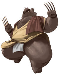  2013 anthro asian_clothing bear brown_body brown_fur clothing east_asian_clothing fundoshi fur gouki_(the_spicy_ninja_scrolls) humanoid_hands japanese_clothing kinoshita-jiroh male mammal overweight overweight_anthro overweight_male robe simple_background solo the_spicy_ninja_scrolls underwear white_background 