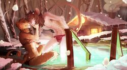  2015 albino anthro bikini cabin clothed clothing detailed detailed_background digital_media_(artwork) dokuga duo felid female femboy forest fur honeymoon hot_spring lion male male/female mammal murid murine nature outside pantherine pink_body pink_fur plant rat rodent romantic romantic_ambiance romantic_couple smile snow swimwear tanks_(artist) tree vel_valentine_(strawberrycrux) water white_body white_fur 